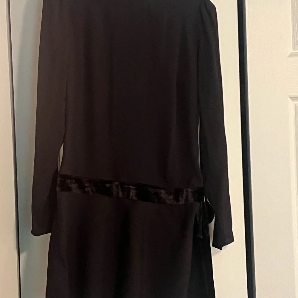 Reformation Black Mini Dress with Velvet Accents - Picture 4 of 5